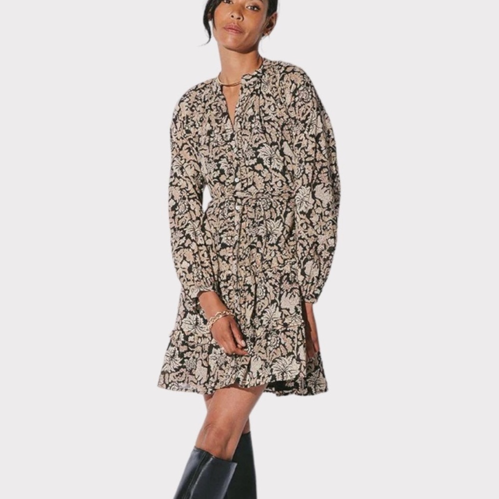 Cleobella - Mylah Mini Dress - Black/Tan Floral - Size M